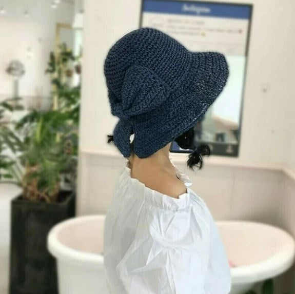 ☀🙋♀️Składany kapelusz przeciwsłoneczny z kokardą👒