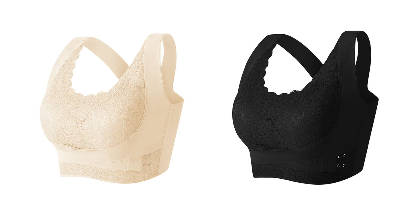 💁♀️Model 2025 Comfort Bra with Cross Front Staromodny koronkowy biustonosz z bocznymi zapięciami 🔥