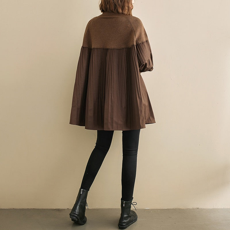 👩✨2023 Super gorąca dzianinowa sukienka z rękawami w jednolitym kolorze w rozmiarze plus size
