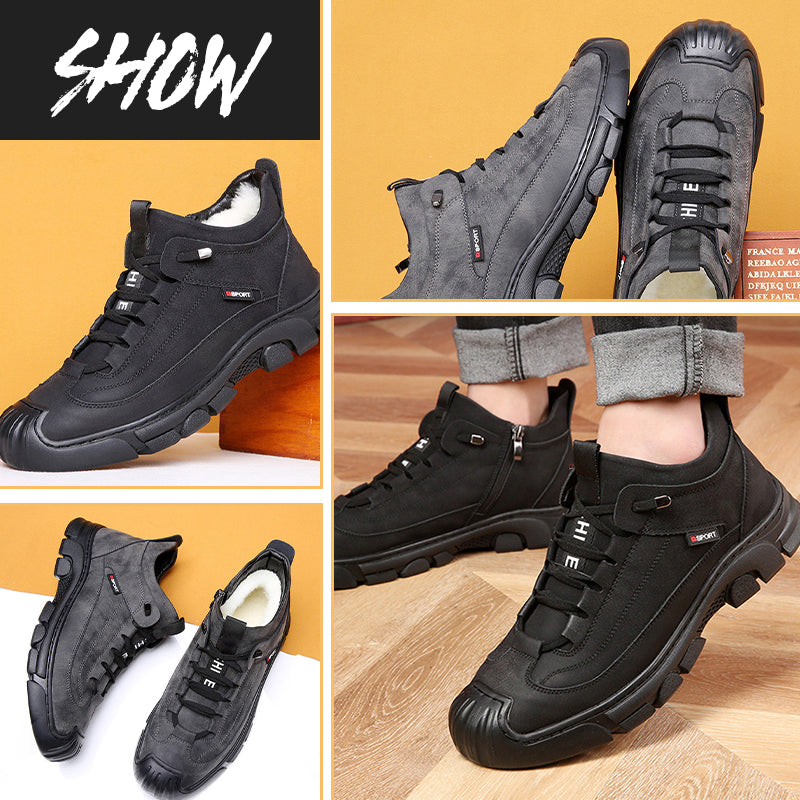 🎁Świetny zimowy prezent dla mężczyzn 🎁 Męskie skórzane buty sportowe z podszewką ze sztucznego futra