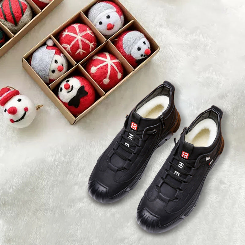 🎁Świetny zimowy prezent dla mężczyzn 🎁 Męskie skórzane buty sportowe z podszewką ze sztucznego futra