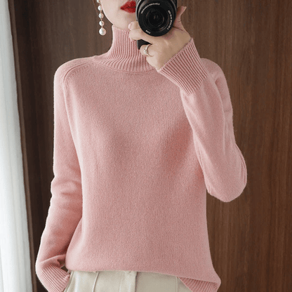 🌈 DAMSKI SWETER Z DZIANINY Z JEDNOLITYM GOLFEM