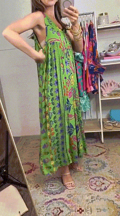 Luźny kombinezon bez rękawów w stylu vintage w kwiatowy print💁‍♀️