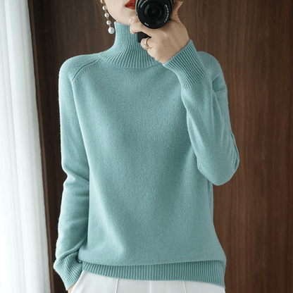 🌈 DAMSKI SWETER Z DZIANINY Z JEDNOLITYM GOLFEM