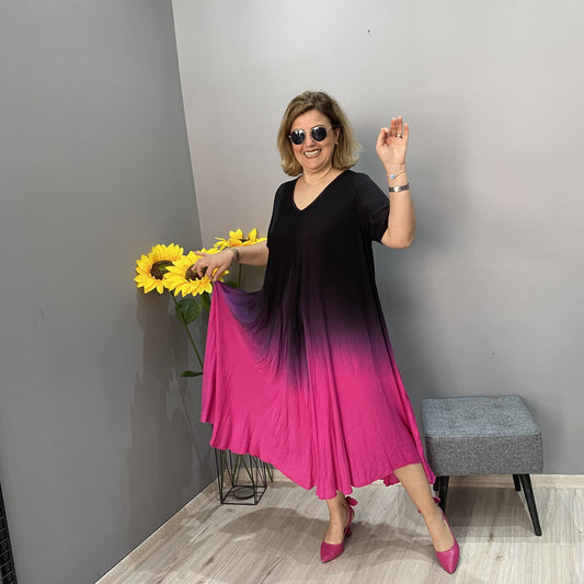🌸Włoska długa spódnica w gradientowy wzór w kratę【M-4XL】