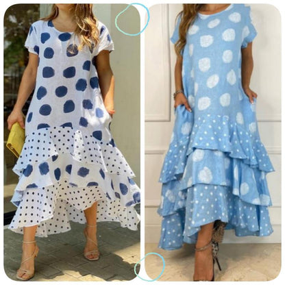 ✨2024 Sukienka Swing Maxi z nadrukiem w kropki👗