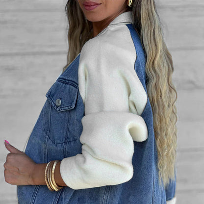 💕Nowa modna kurtka damska z kreatywnym splotem dżinsowym