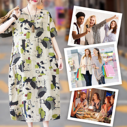 🔥Promotion - 49% discount🍃Women's Summer Breathable Loose Print Dress