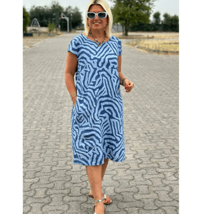 Boho Vintage Casualowa sukienka z nadrukiem👗