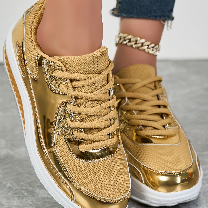 ✨Modne damskie trampki na platformie w stylu Casual Sparkling Style