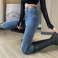 【🔥CIEPŁY I PRZYTULNY】👖ZIMOWE JEANSY DAMSKIE SLIM Z PODSZEWKĄ PLUSZOWĄ