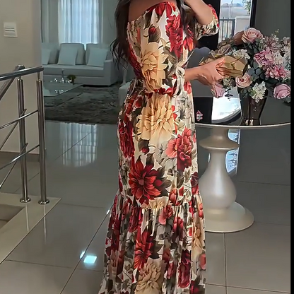 💃Sukienki damskie z plisowanym dekoltem w kształcie litery V w kwiaty