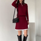 🎀 DAMSKI SWETER Z DZIANINY, 2-CZĘŚCIOWY ZESTAW Z KRÓTKĄ SPÓDNICZKĄ