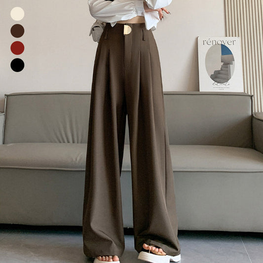 👖SPODNIE DAMSKIE Z WYSOKIM STANEM I SZEROKIMI NOGAWKAMI
