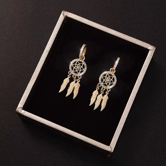 【💞IDEALNY PREZENT】 KOLCZYKI Z KRYSZTAŁOWYMI ZAWIESZKAMI DREAMCATCHER
