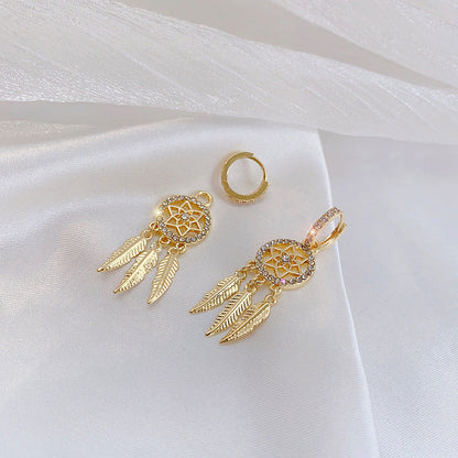 【💞IDEALNY PREZENT】 KOLCZYKI Z KRYSZTAŁOWYMI ZAWIESZKAMI DREAMCATCHER