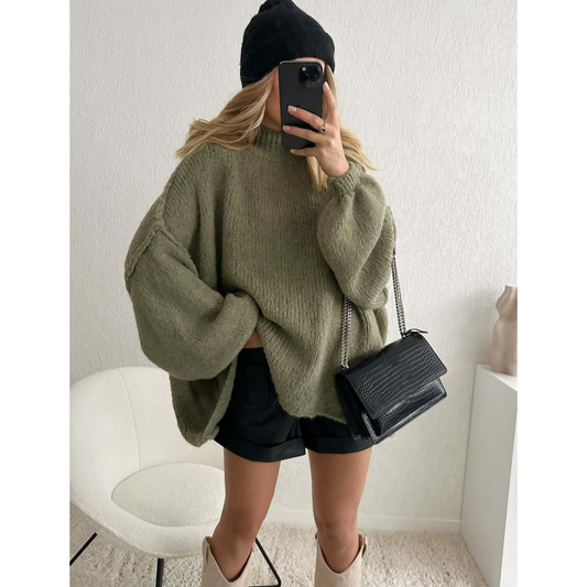 💃CIEPŁY SWETER DAMSKI Z LUŹNYM DEKOLTEM