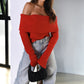 🎀 SWETER Z DŁUGIM RĘKAWEM I ODKRYTYMI RAMIONAMI【S-2XL】