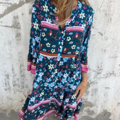 🌸LUŹNA SUKIENKA W KWIATY W ETNICZNYM STYLU