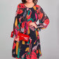 【M-4XL】Lekka sukienka w kwiaty z długim rękawem i okrągłym dekoltem