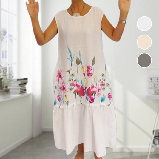 【S-4XL】🌺 LETNIA SUKIENKA DAMSKA - Kwiatowy Wzór & Bezrękawna