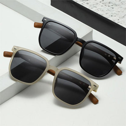 🛍️ Kwadratowe okulary przeciwsłoneczne Unisex - drewniane oprawki i soczewki polaryzacyjne w miejskim stylu 🏙️