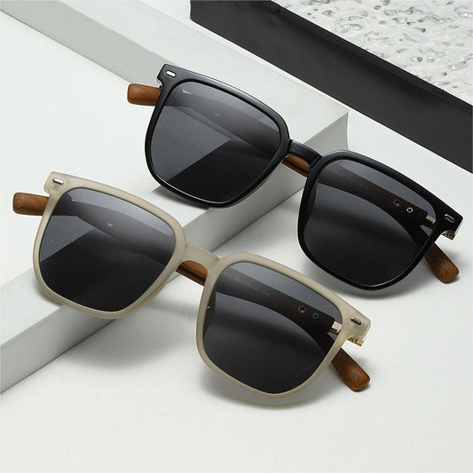 🛍️ Kwadratowe okulary przeciwsłoneczne Unisex - drewniane oprawki i soczewki polaryzacyjne w miejskim stylu 🏙️