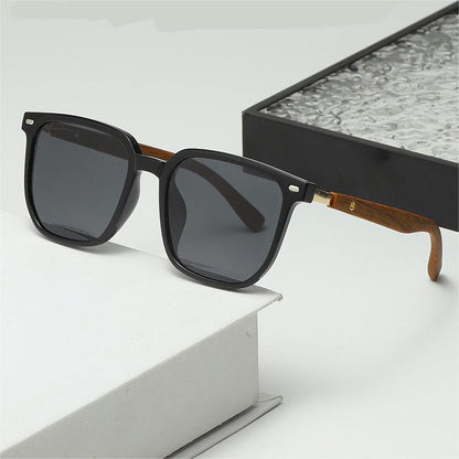 🛍️ Kwadratowe okulary przeciwsłoneczne Unisex - drewniane oprawki i soczewki polaryzacyjne w miejskim stylu 🏙️