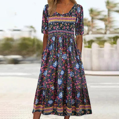 🌺2025 Eleganckie teksturowane sukienki Premium z nadrukiem w stylu boho