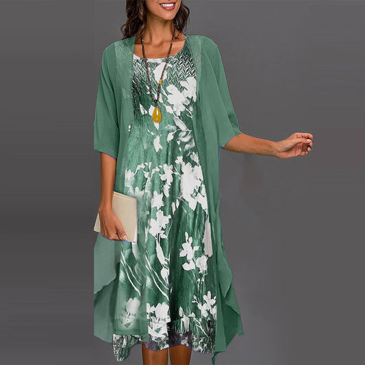 😍Elegancki i przewiewny dwuczęściowy zestaw: koszula z półrękawkiem + sukienka