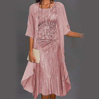 😍Elegancki i przewiewny dwuczęściowy zestaw: koszula z półrękawkiem + sukienka