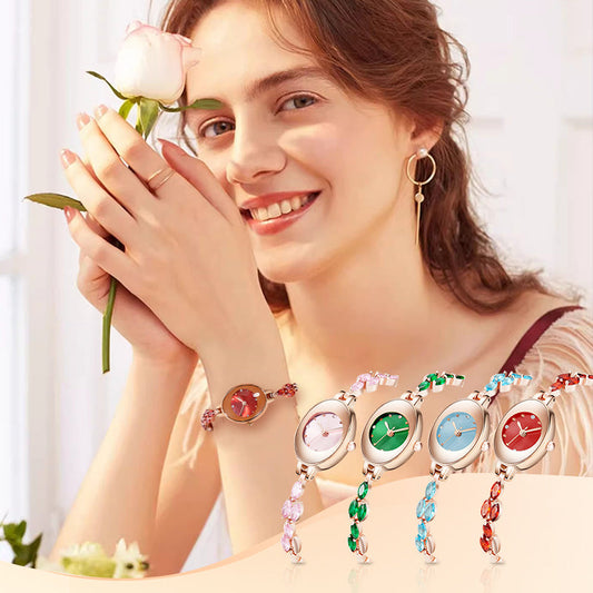 💝⌚ Damski zegarek z kolorową cyrkonią na bransolecie