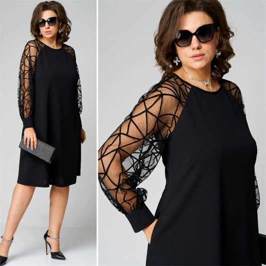 🔥👗【S-4XL】Czarna koronkowa sukienka