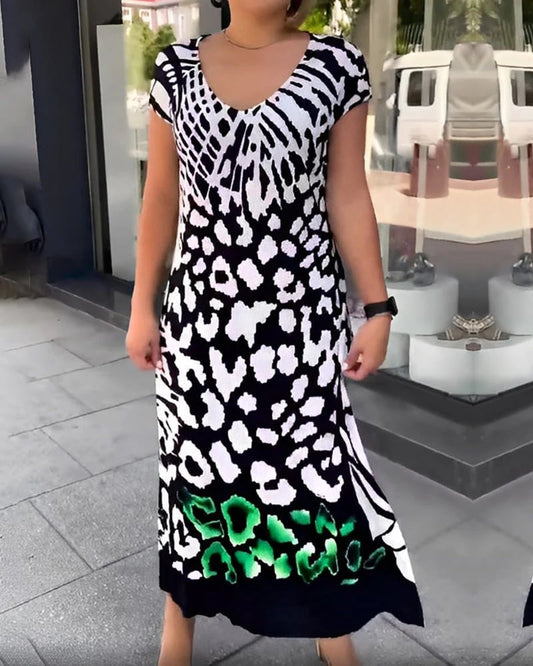 ✨Luźna sukienka z krótkim rękawem z nadrukiem