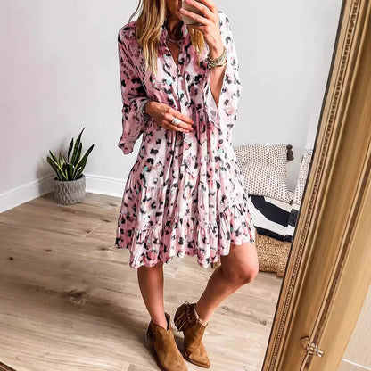 👒 Damska sukienka z falbanką z dekoltem w serek w stylu boho