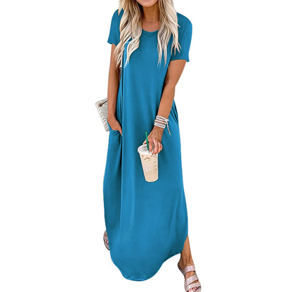 【S-2XL】Wygodna luźna sukienka w jednolitym kolorze🌸