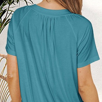【S-3XL】👚Damska plisowana koszulka z krótkim rękawem z dekoltem w szpic