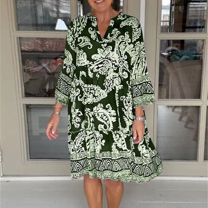 【S-3XL】💐Damska swobodna sukienka z dekoltem V w kwiatowy print