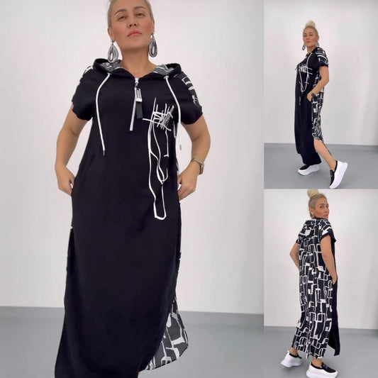 ✨Zapinana na zamek sukienka maxi z kapturem