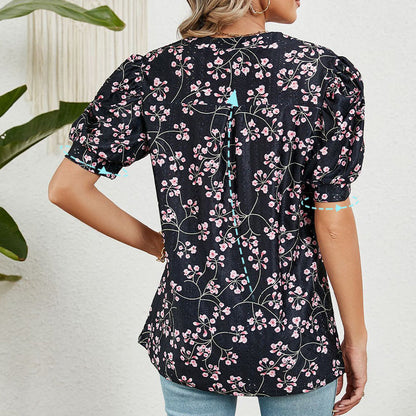 🌸Damski letni top z nadrukiem V-neck