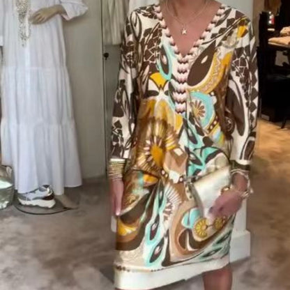 👗 Elegancka sukienka damska Seven z rozciętymi rękawami i dekoltem w szpic