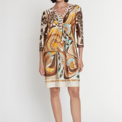 👗 Elegancka sukienka damska Seven z rozciętymi rękawami i dekoltem w szpic