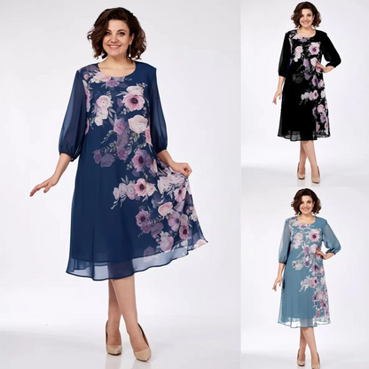 🌸Elegancka szyfonowa sukienka w kwiaty