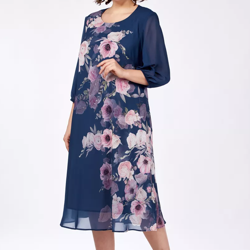 🌸Elegancka szyfonowa sukienka w kwiaty