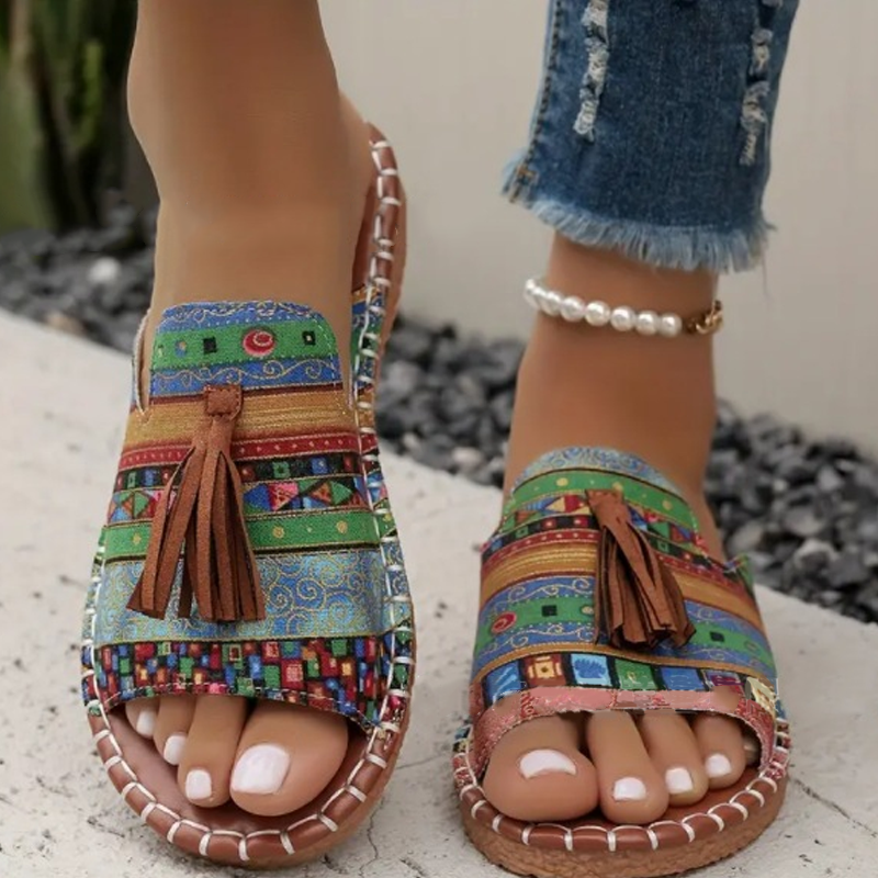 ✨Damskie sandały wsuwane z nadrukiem boho🥰
