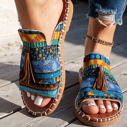 ✨Damskie sandały wsuwane z nadrukiem boho🥰