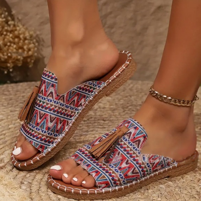 ✨Damskie sandały wsuwane z nadrukiem boho🥰