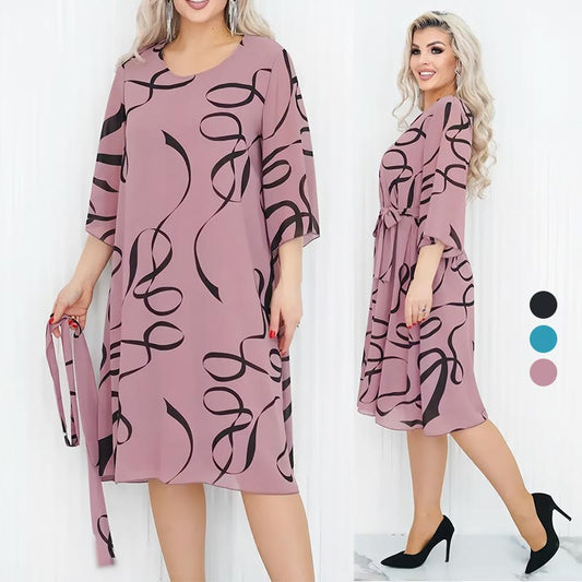 💥【LETNIE ZNIŻKI 30% ZNIŻKI】🌺Elegancka luźna sukienka midi z marszczonymi rękawami