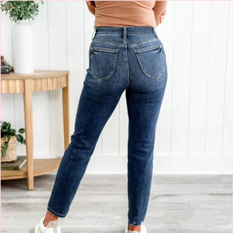 👖 Damskie dżinsy Skinny z wysokim stanem
