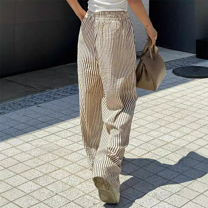 🎀Damskie spodnie ze sznurkiem w pionowe paski